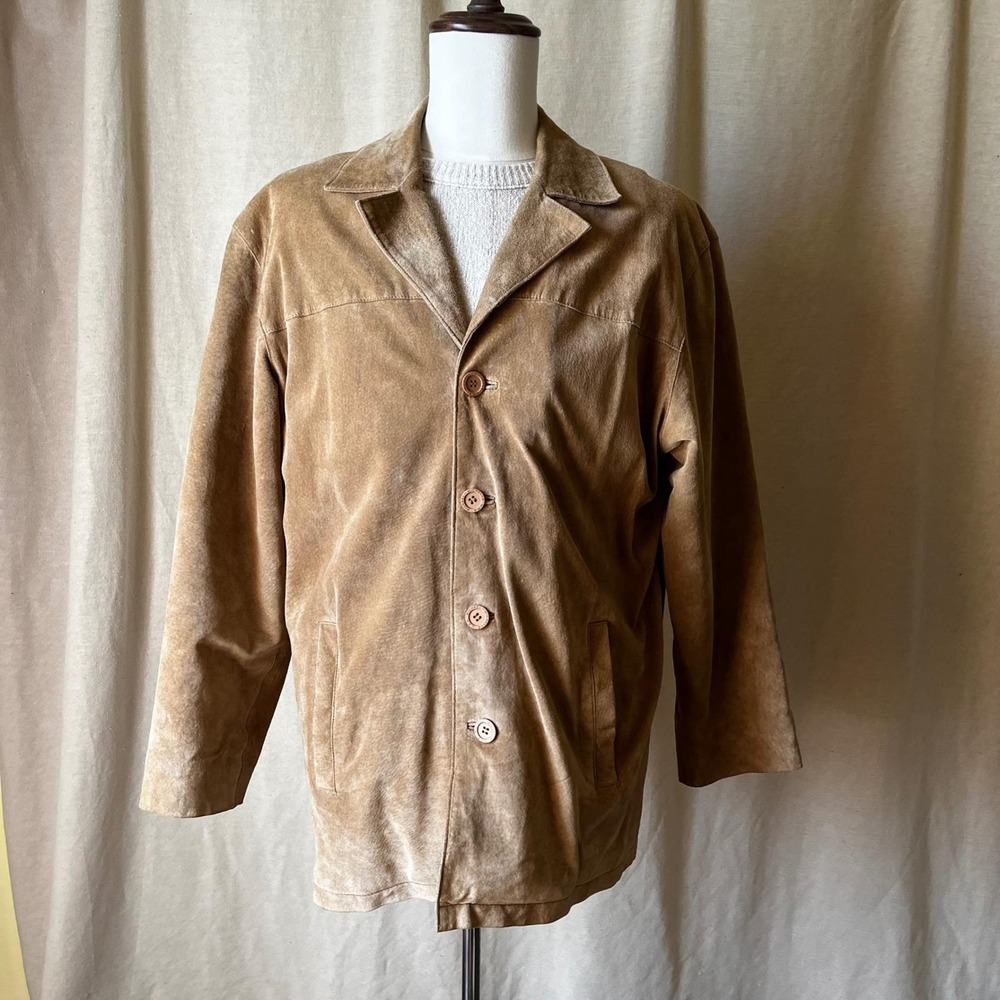 Vintage Michael Michelle Suede Leather‎ Blazer Jacket Tan Brown Men's Size Large